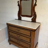 Wooden and marble chest of drawers with mirror