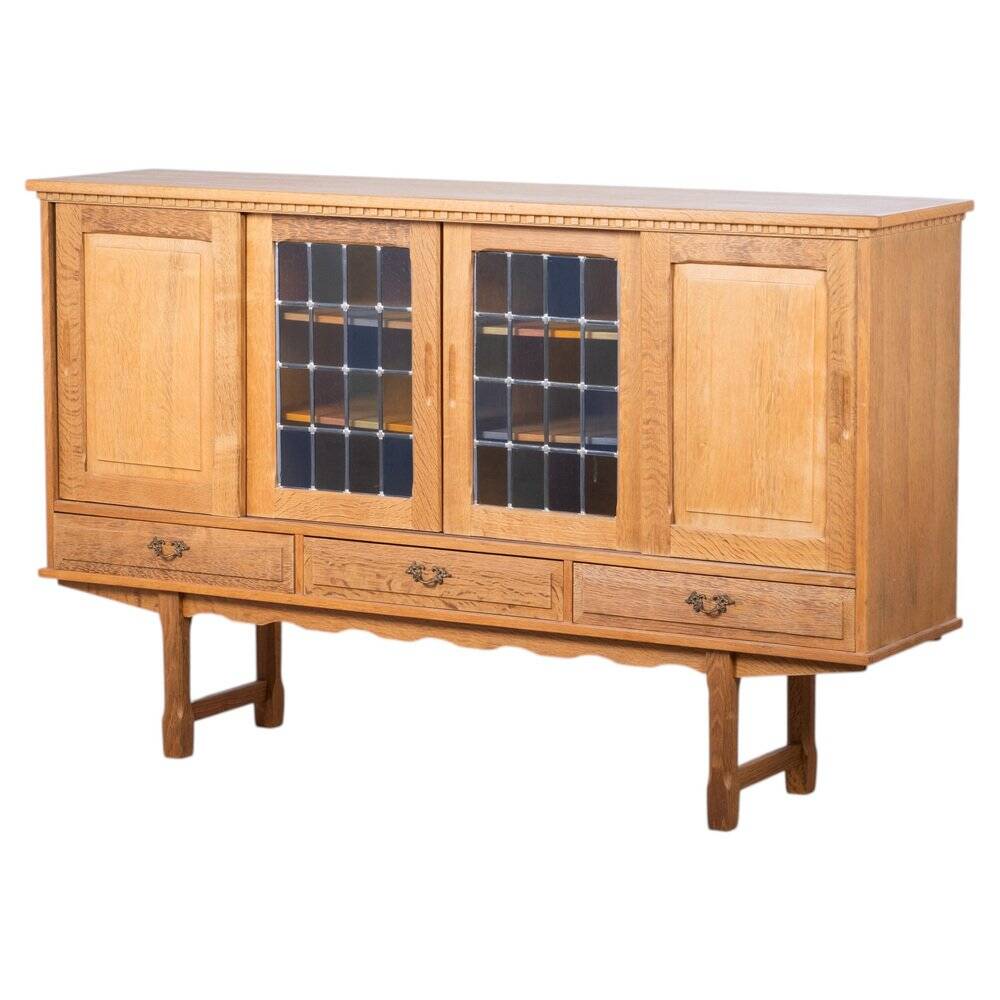 Brutalist Oak Sideboard attributed to Henning Kjærnulf, Denmark, 1960s