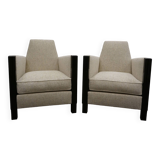 2 fauteuils Art Déco en laque noire