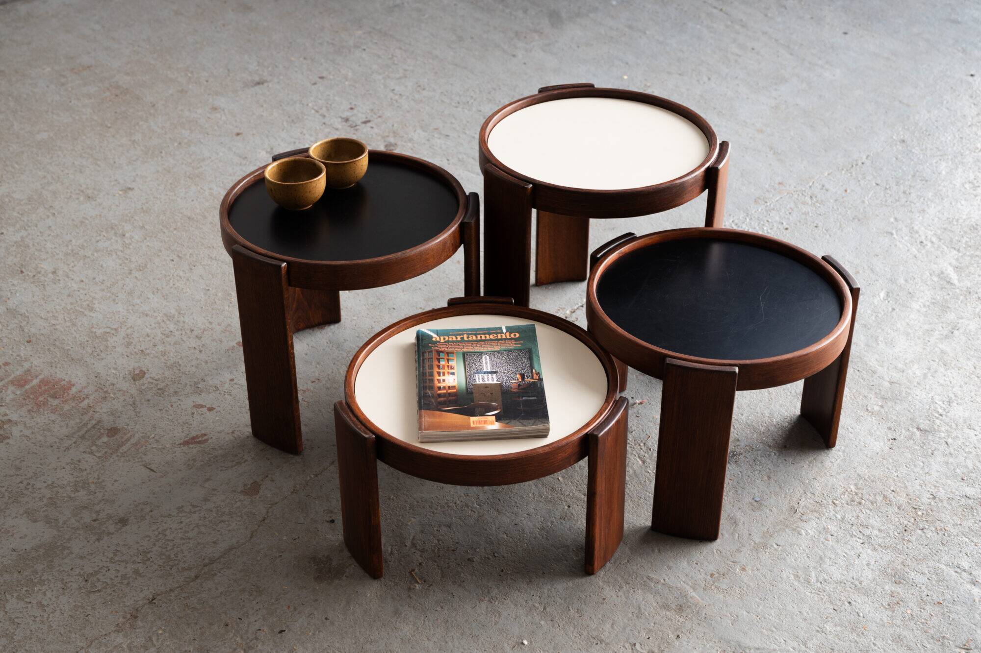 Set of 4 nesting tables by Gianfranco Frattini.