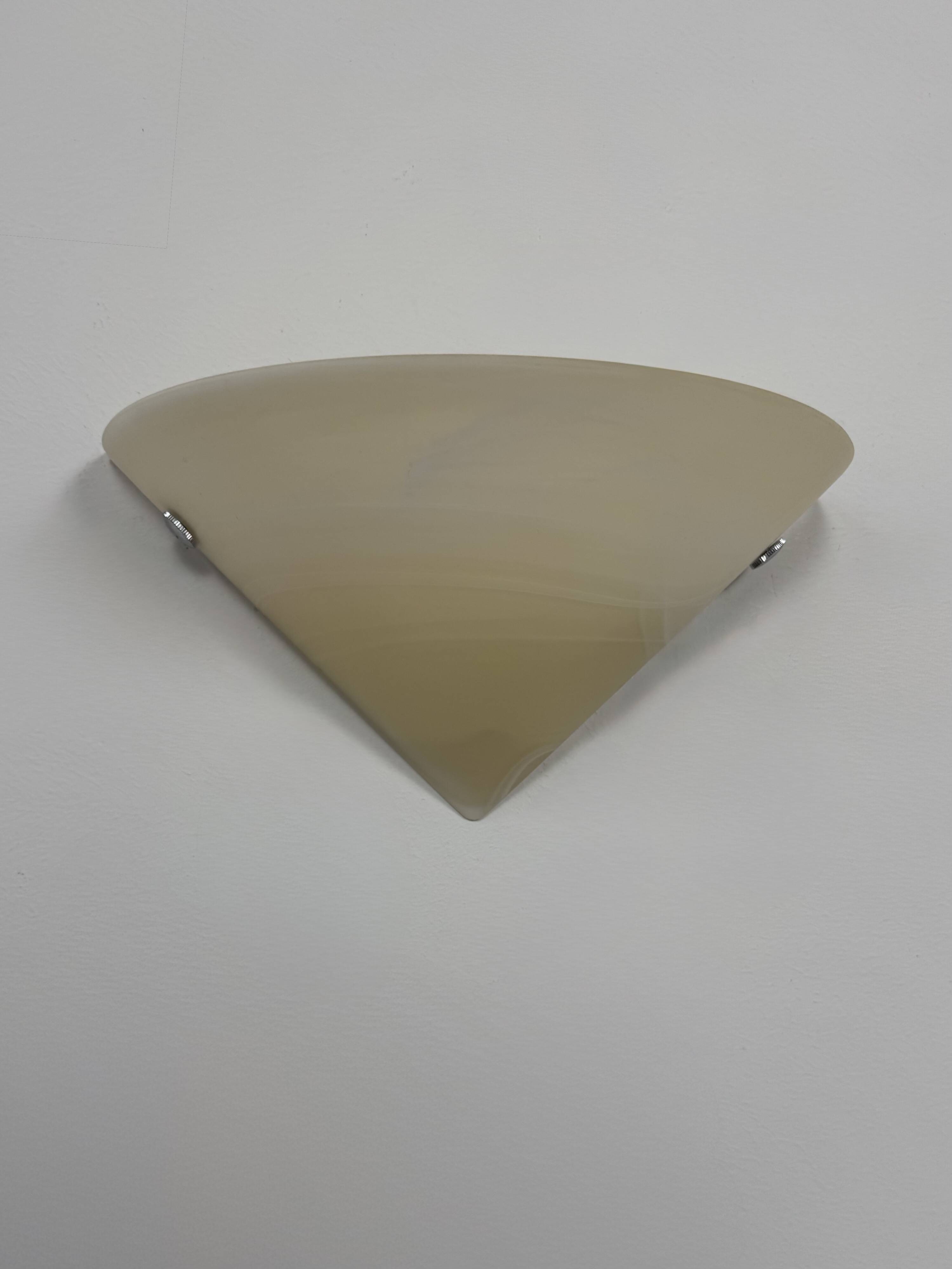 Vintage wall light, chrome and frosted glass, France, 1980.