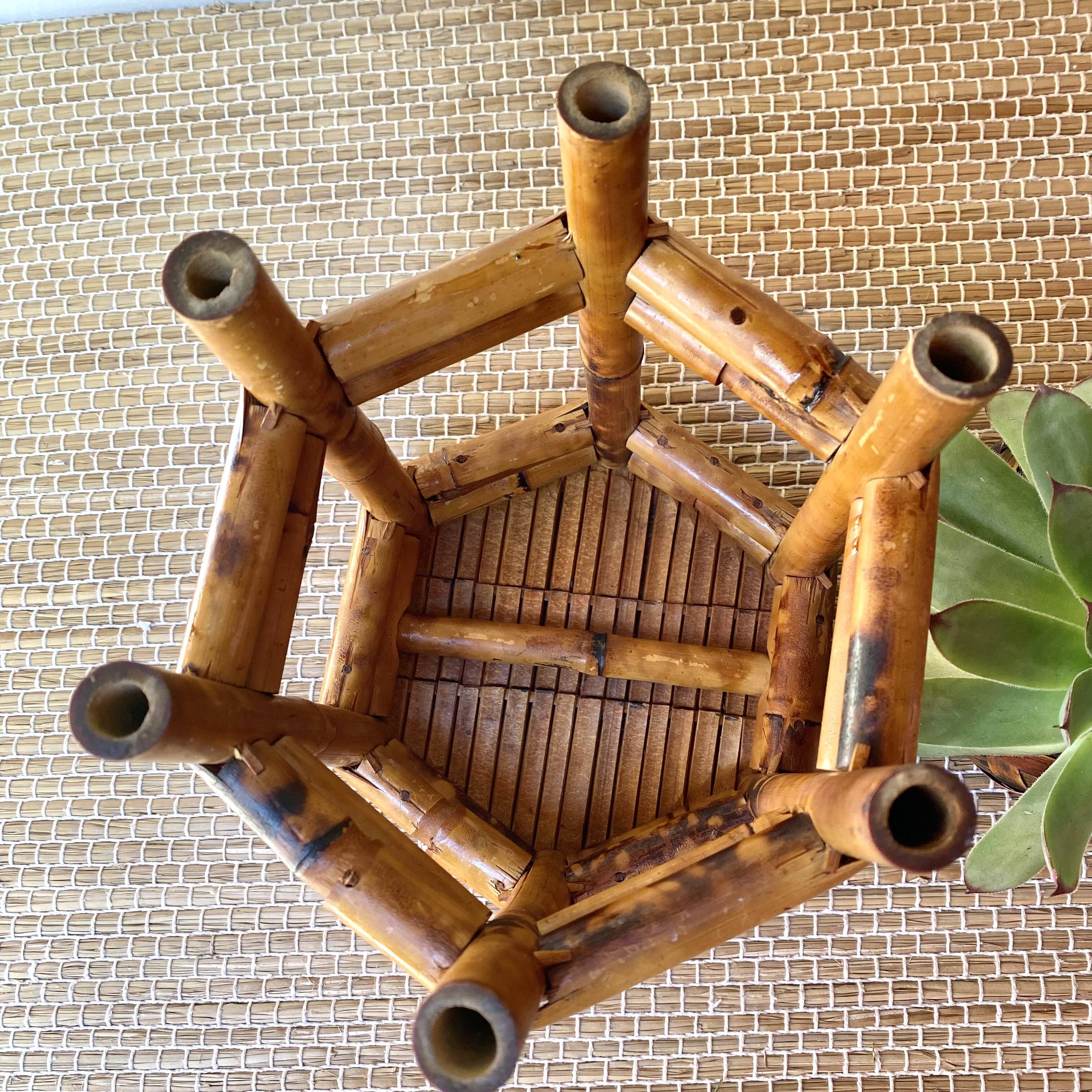 Bamboo plant-holder stool