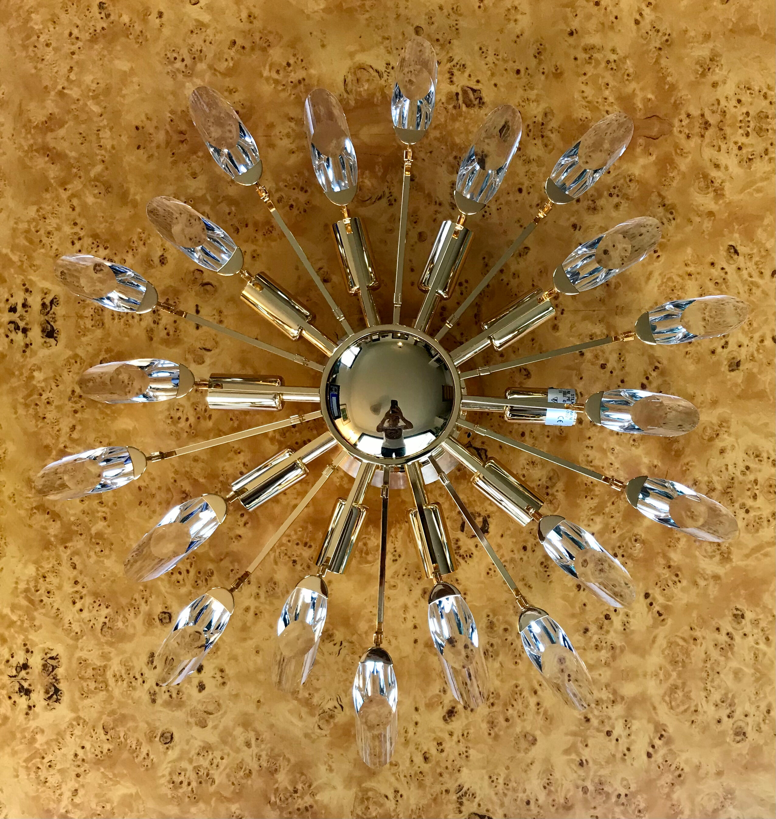 Ceiling lamp sun brass and crystal