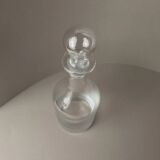 Clear Murano glass decanter with stopper - Italian 1980s liqueur bottle, fluted texture, decorative glass art