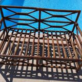 Ensemble salon de jardin une Banquette et un Fauteuil en bois Vintage