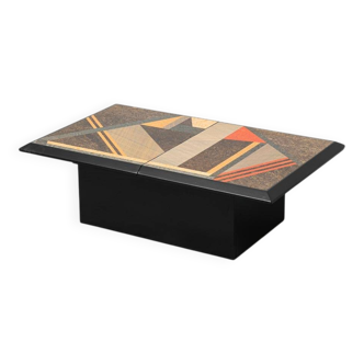 Wooden coffee table with storage compartment, Italy, 1970s, vintage modernism