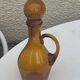 Carafe, flacon en verre soufflé jaune doré verrerie de biot signé, vintage