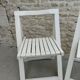 Pair of folding wooden chairs, white patina, circa 1960.