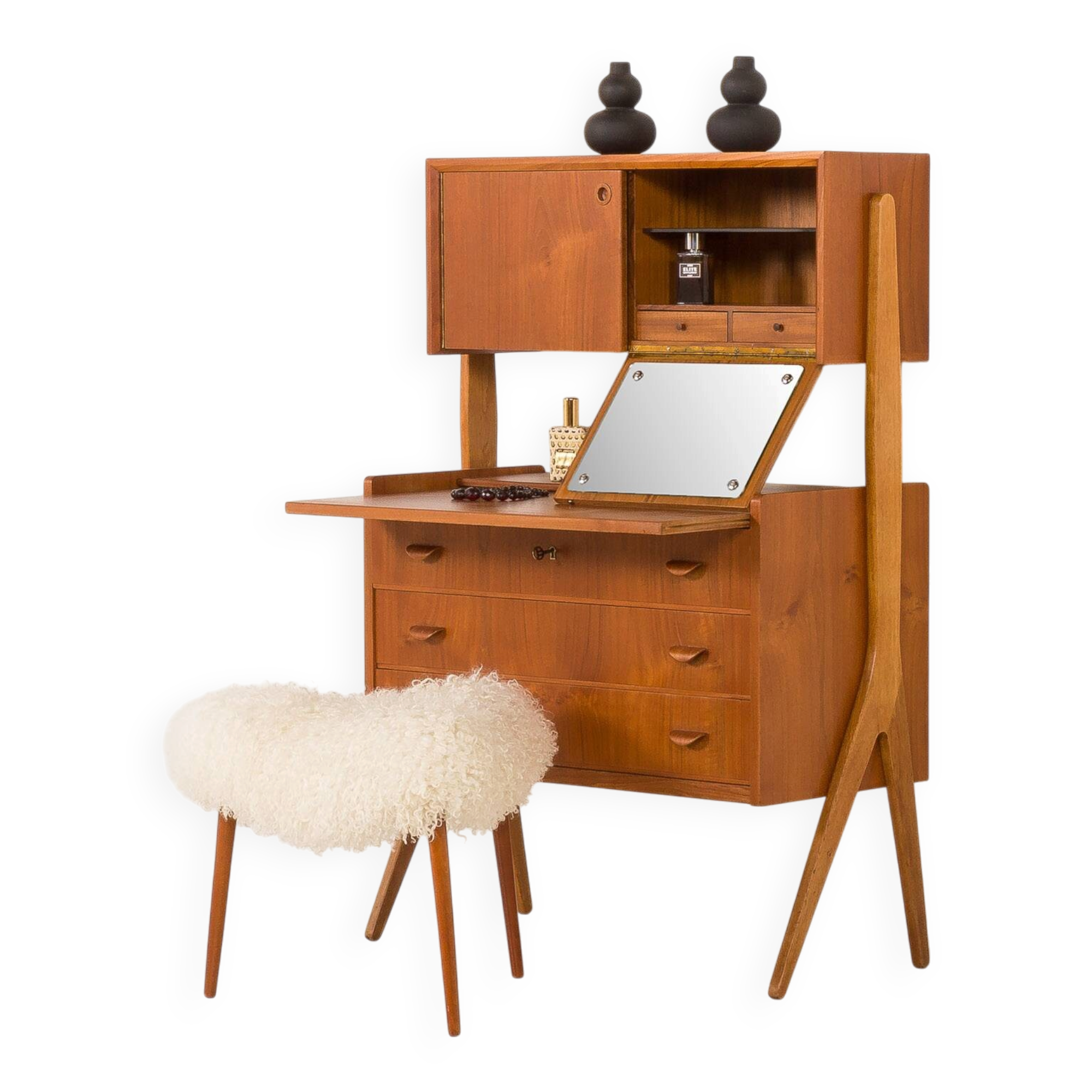 Danish teak secretire with hidden vanity attr. to Poul Volther, 1960s