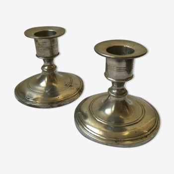 Pair of art tin candle holders from Gras and Etienne 30s