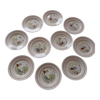 Lot 10 assiettes à dessert Lunéville K&G 1930