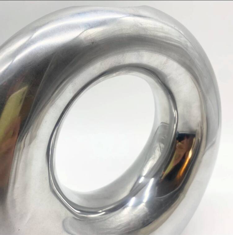 XXL “Donut” Vase / Polished Cast Aluminum – 1980s