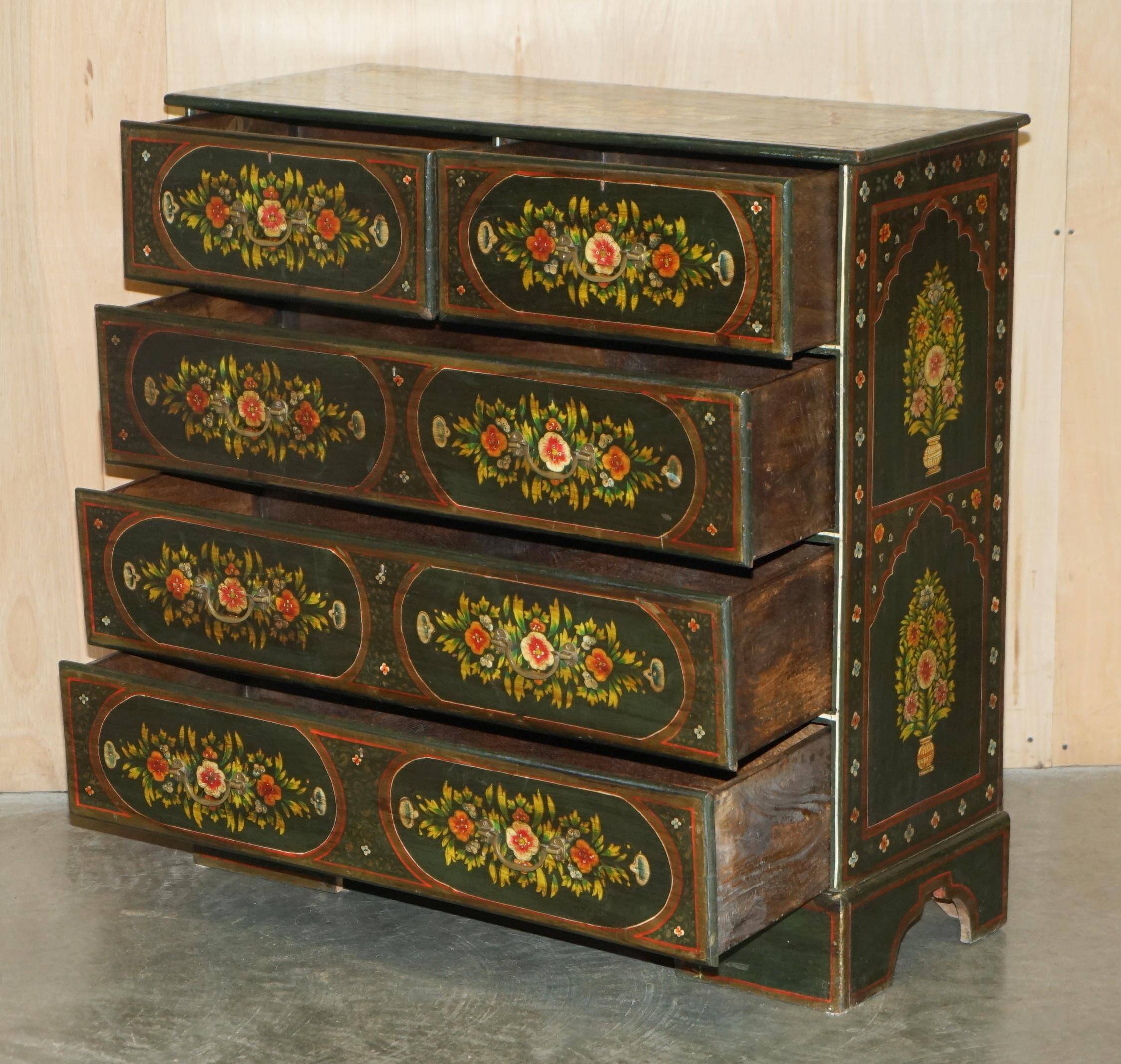 Antique Swedish commode hand-painted, two drawers out of three.