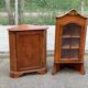 Vitrine d'angle 2 corps encoignure anglaise victorienne en bois