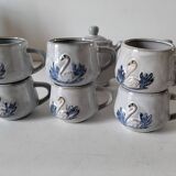 Stoneware tea set with swan decor – Hygge & Lagom spirit