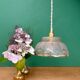 Vintage pendant lamp shade in white and gold frosted glass