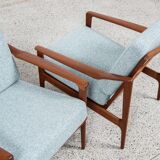 Midcentury Danish sofa set in teak by Ib Kofod Larsen - with new fabric