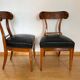 Set of Biedermeier Shovel Chairs in Walnut & Black Leather, Austria, 1820s