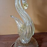 Murano swan-shaped lamp - Blown glass with gold inclusions - 1950
