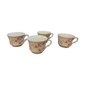 Lot de 4 tasses vintage fleuries