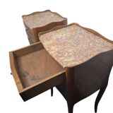 Pair of louis xv style bedside tables in marquetry