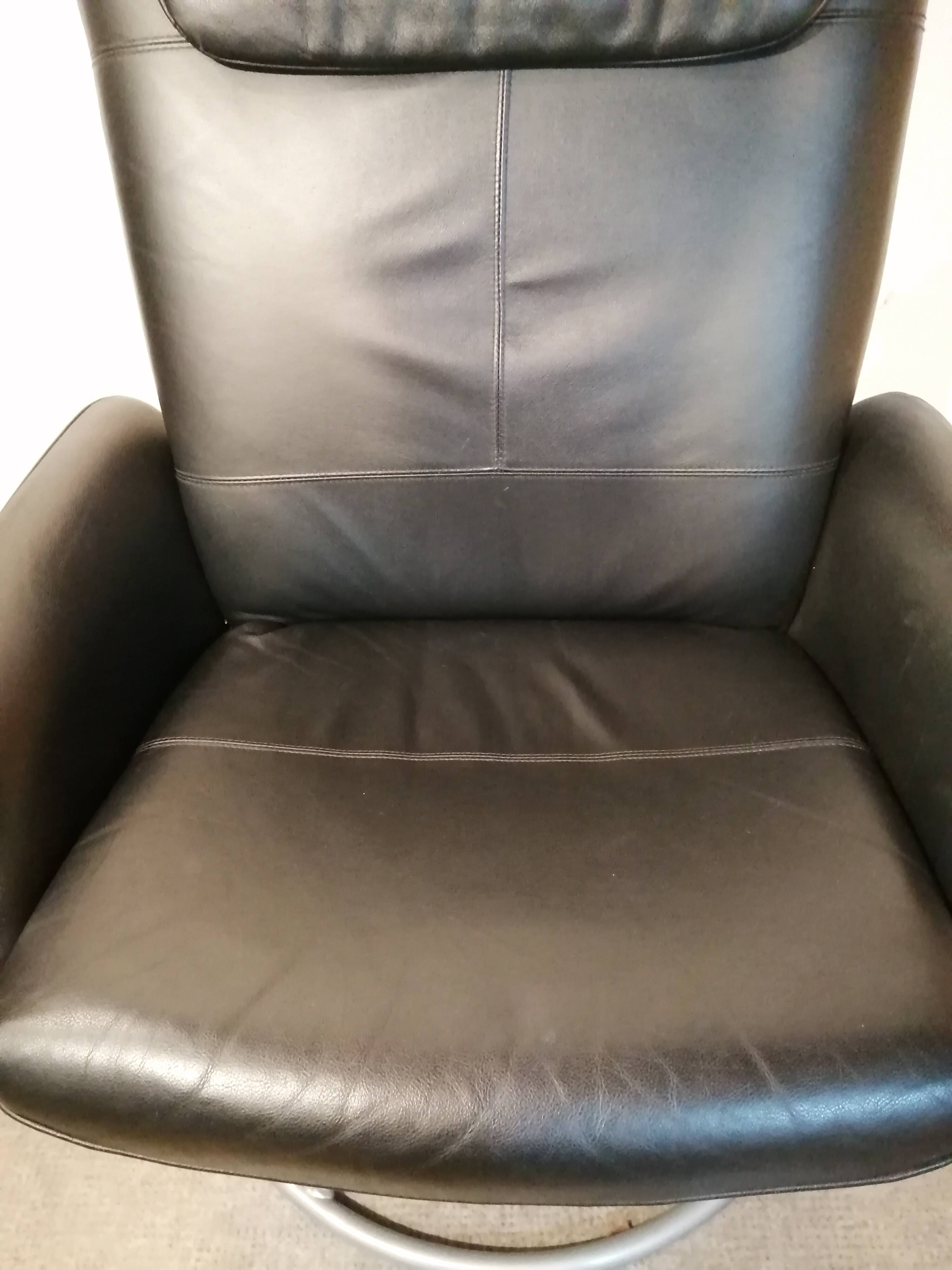 Designer armchair in vintage leather model Malung Ikea 1999