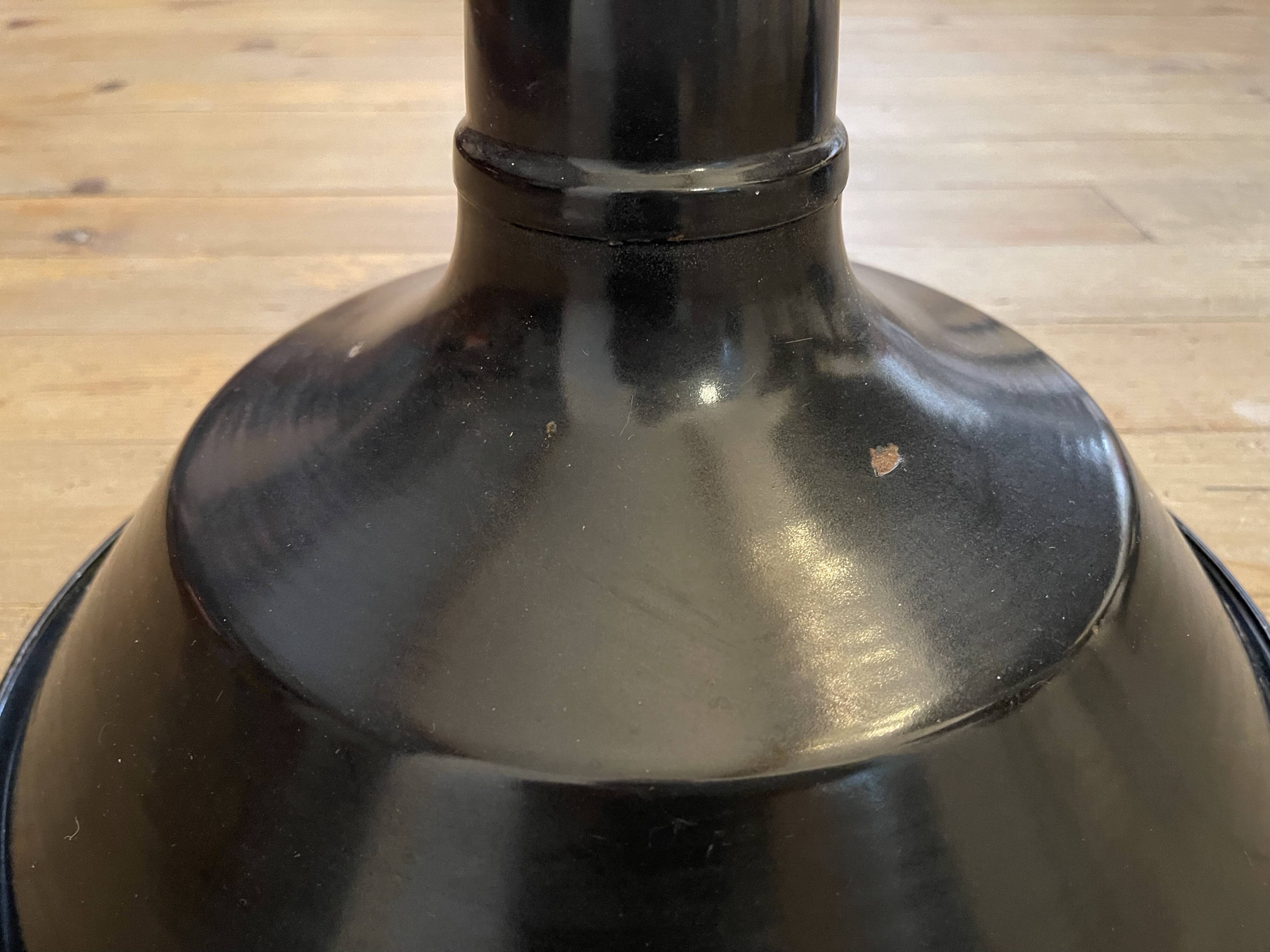 Large industrial lampshade in black enameled sheet metal, vintage 1950 N1