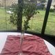 Soliflore vase in pastel pink glass with old art deco facets