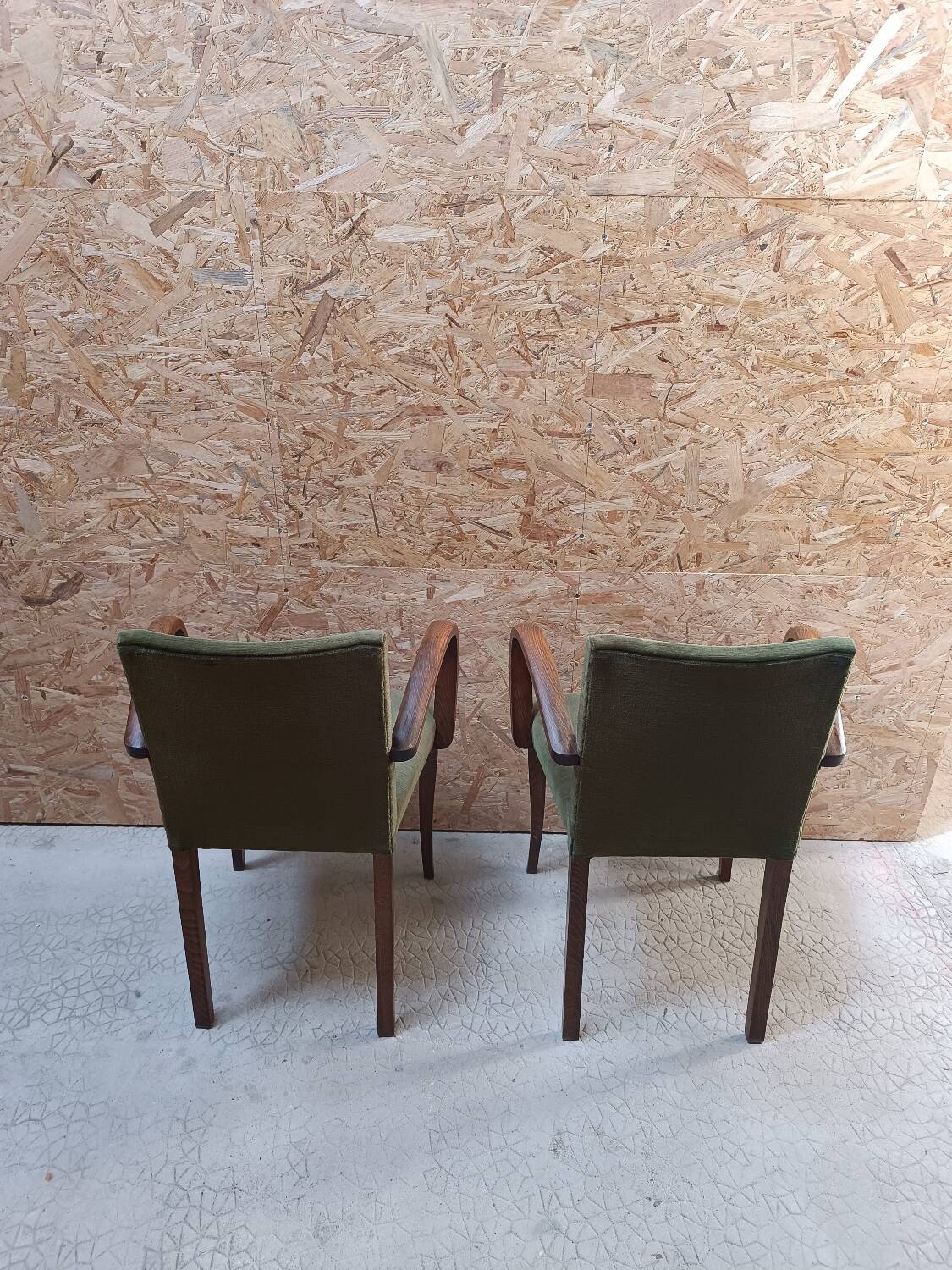 Paire de fauteuil club bridge velours vert