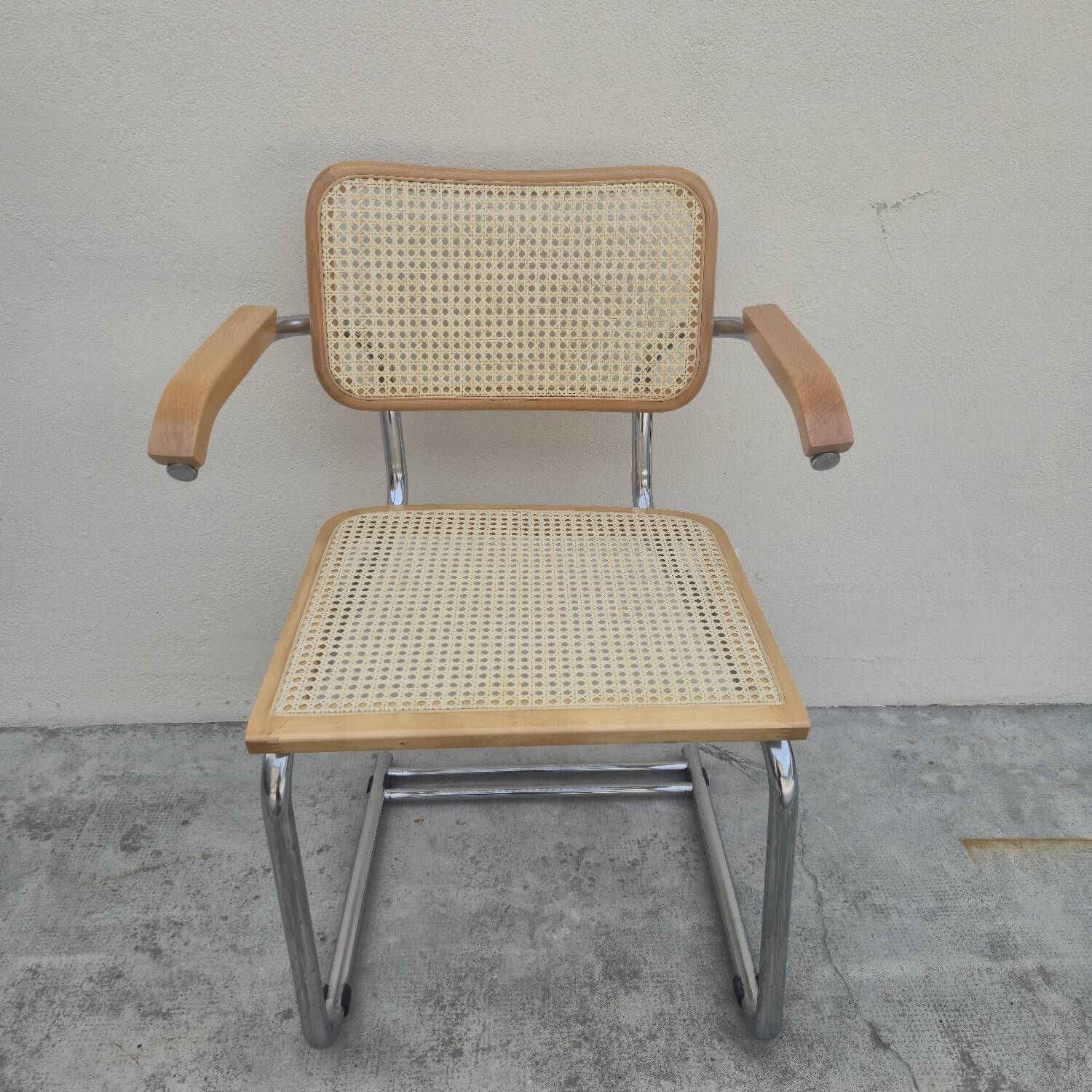 Breuer style armchair in original vintage canework