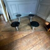 Table basse ou de salon carrée en acier chromé design italien, ca 1970