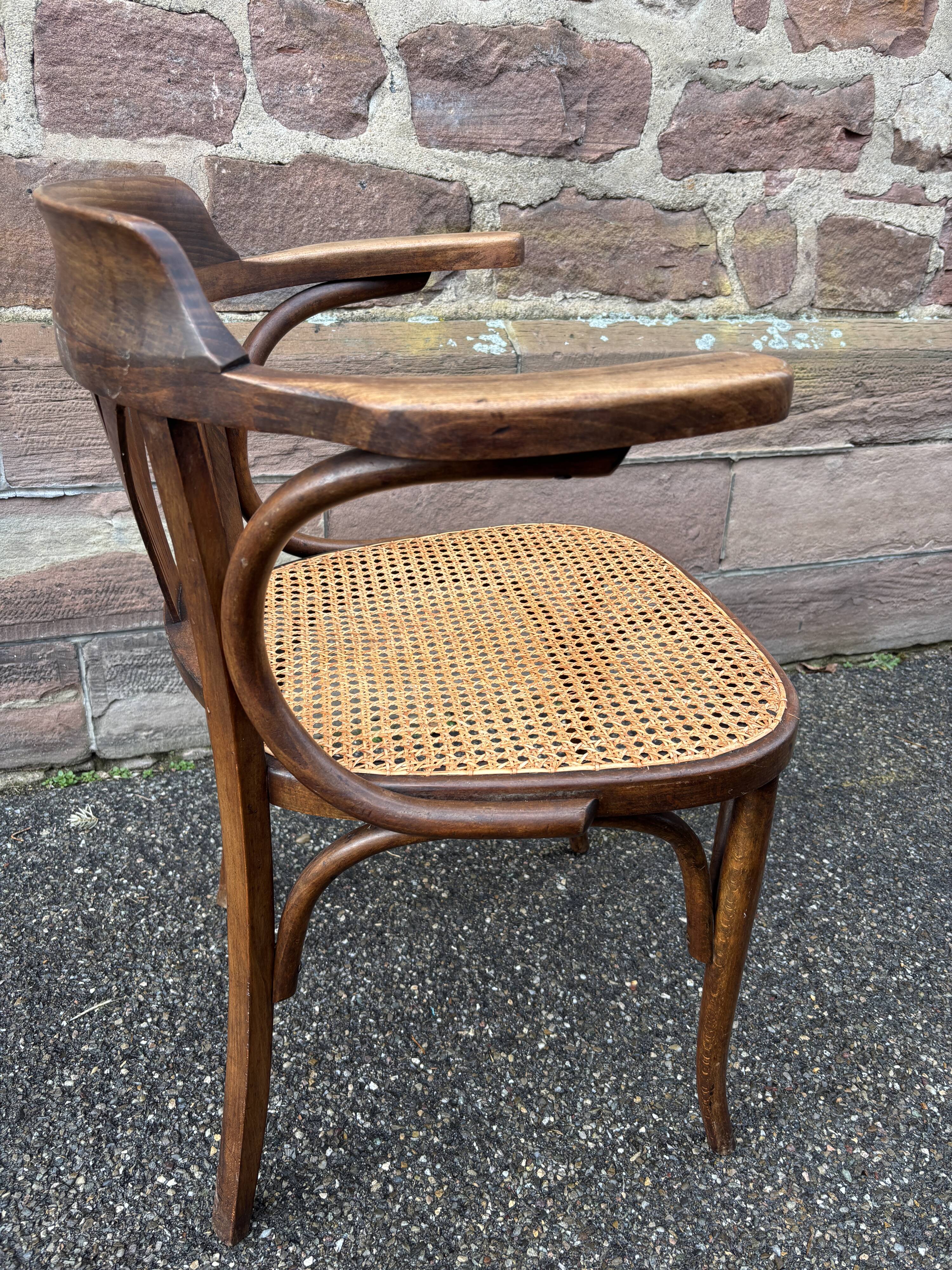 Rare american viennese style office armchair, bent wood, w baumann.