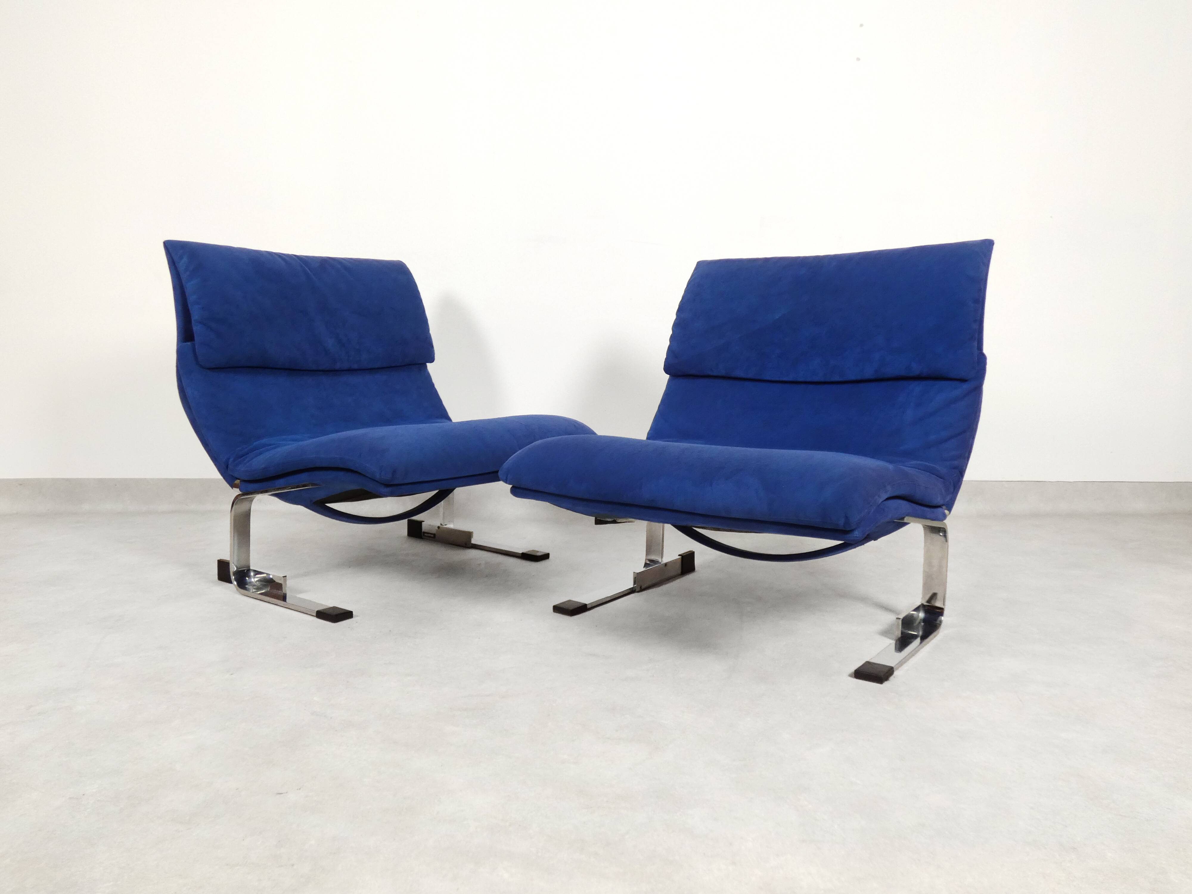 Chaises Saporiti Onda - daim bleu