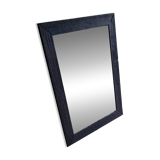 Artisanal Burnt Wood Mirror (108x78 cm) – Industrial / Japandi Style