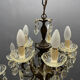 Vintage Bronze & Crystal Chandelier, 15 Lights, 1950s