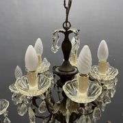 Vintage Bronze & Crystal Chandelier, 15 Lights, 1950s