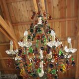 Chandelier glass Murano multicolored Fruits glass Murano Living room Dining room Apples Pears Grape