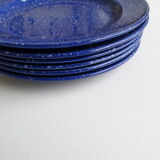 Assiettes bleues à points blancs
