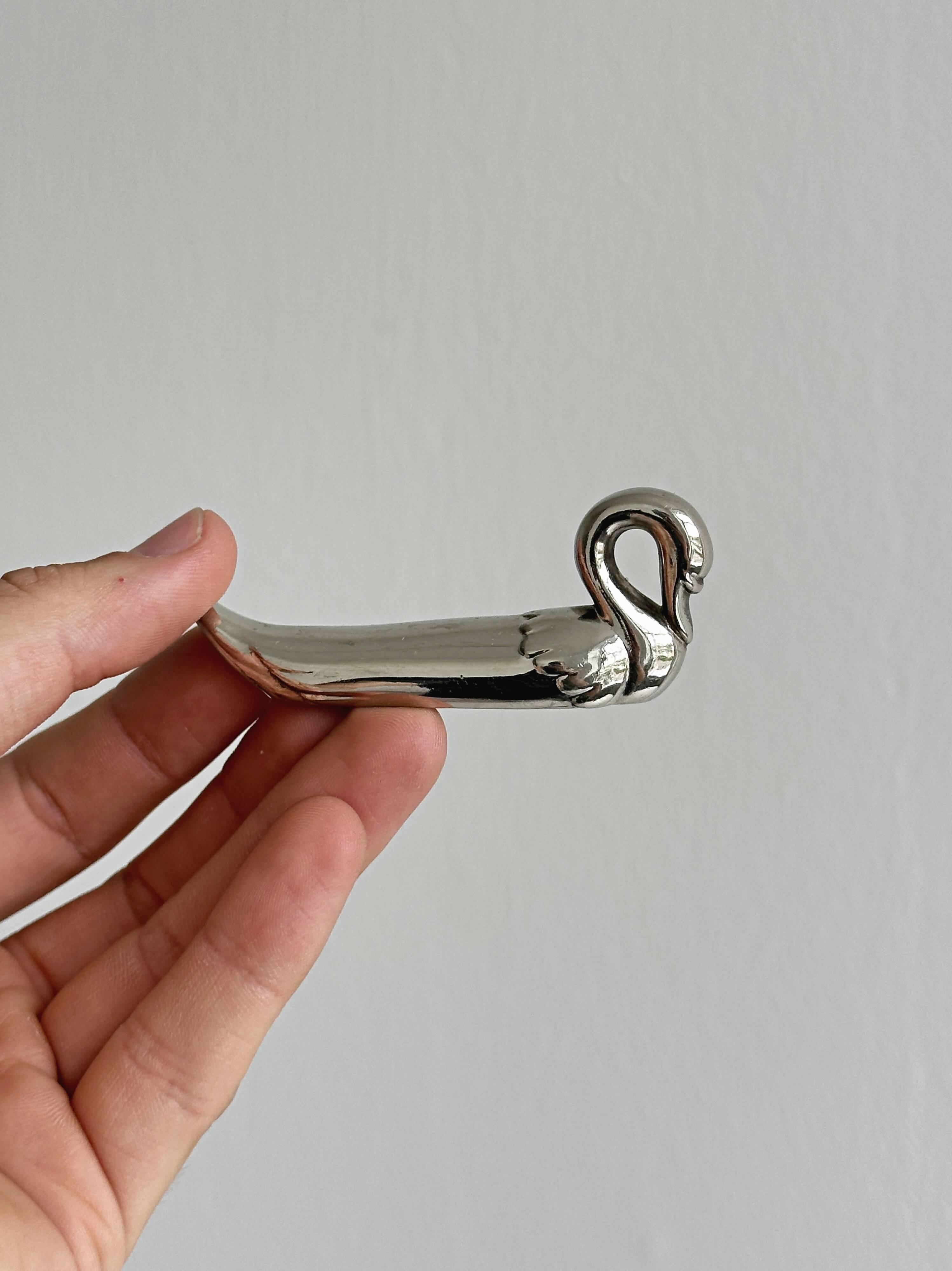 Set of 5 silver-plated swan knife rests
