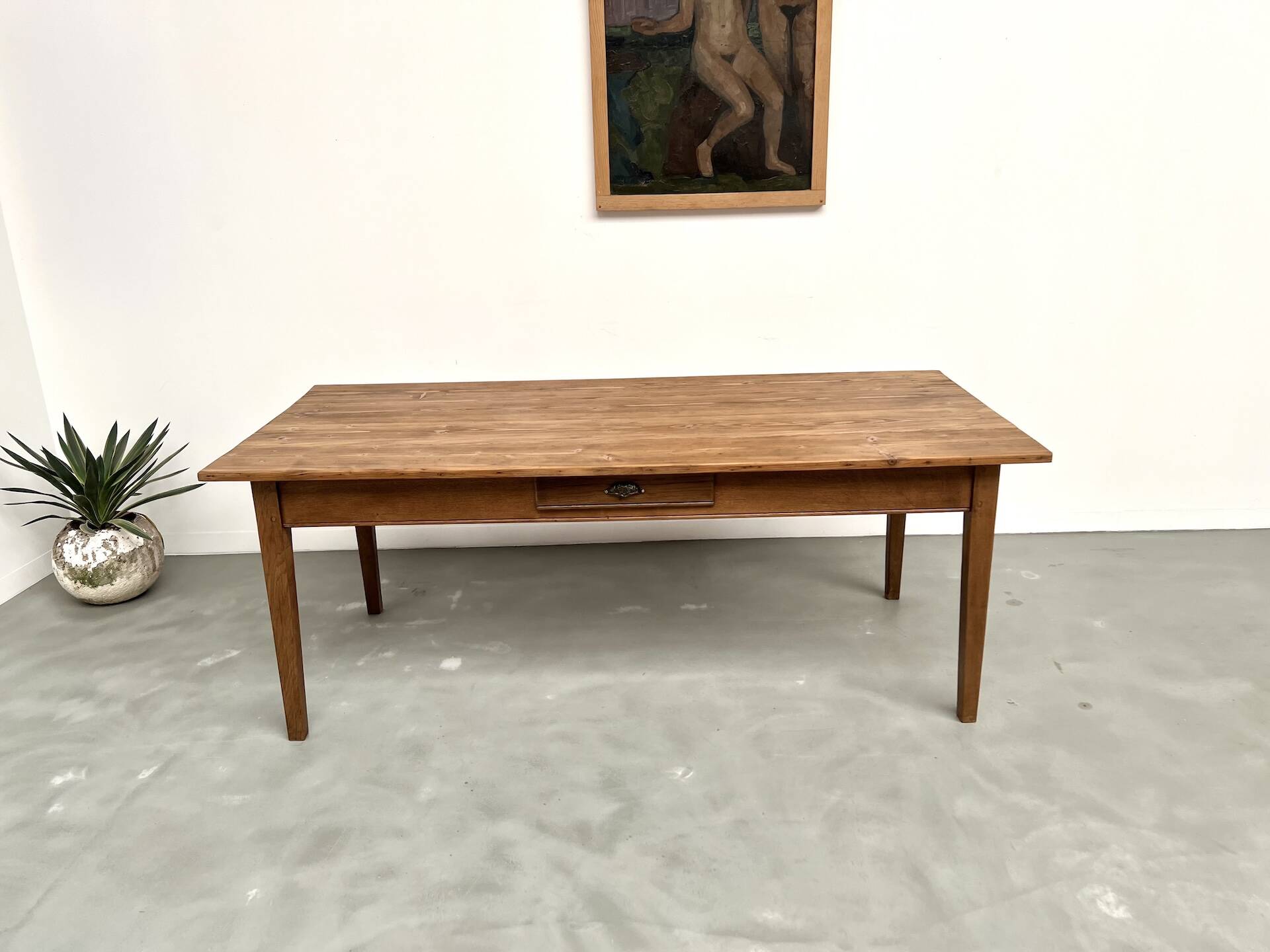 1950s farmhouse table, oak and pine