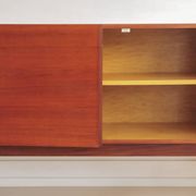 vintage Danish sideboard with black and white drawers