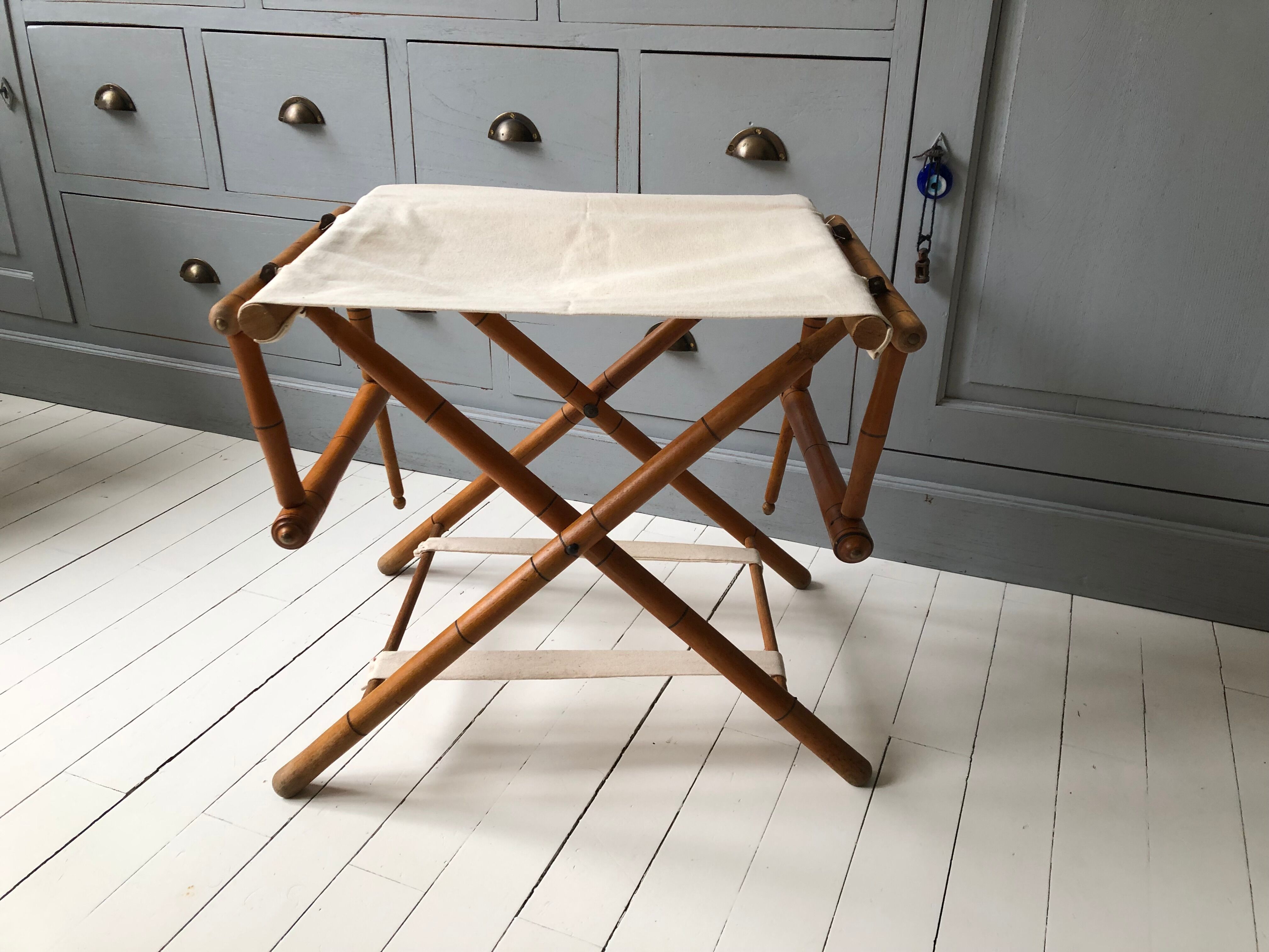 Former director's side chair in wood and canvas
