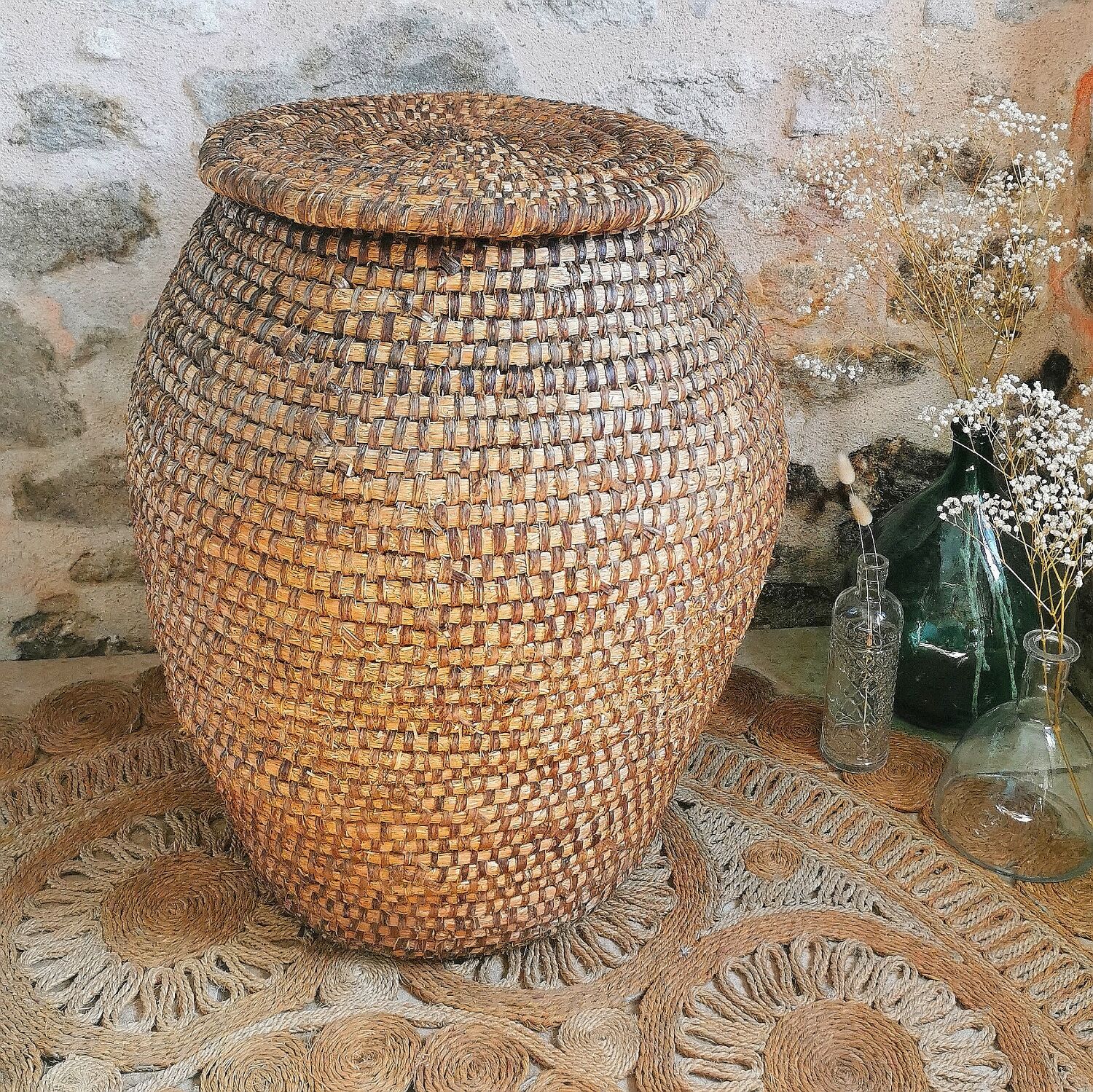 Grain basket, burgundy
