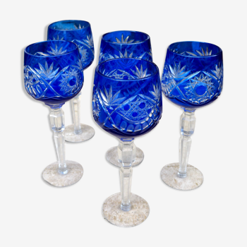 Set of 5 crystal wine glasses from Poland