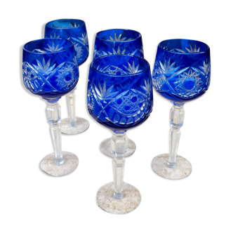 Set of 5 crystal wine glasses from Poland