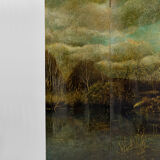 Screen by Bernard Cuenin with lacquered landscape, circa 1970