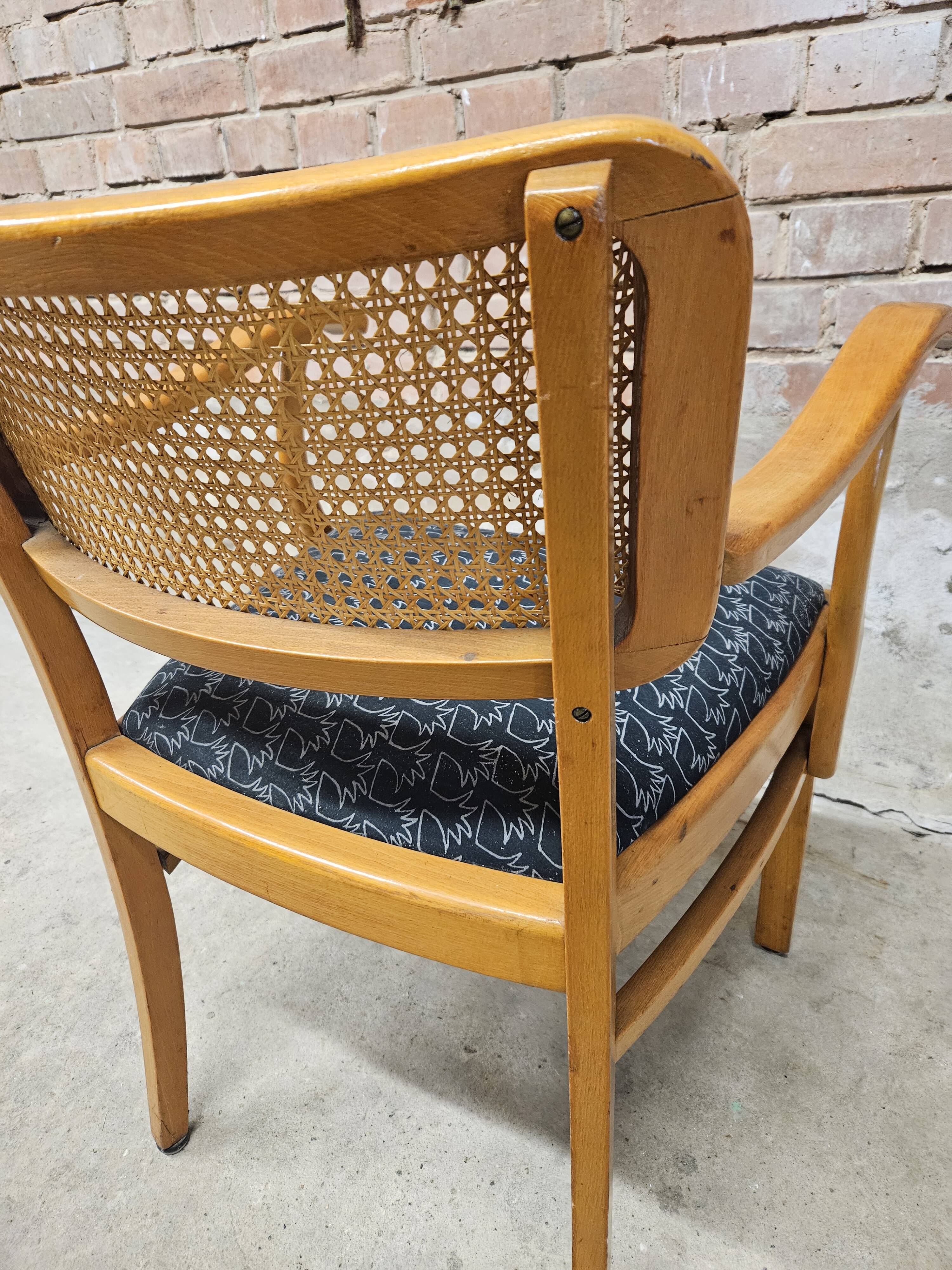 Chair armchair cannage wood 1960 vintage