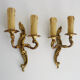 Old pair of wall sconces with double fires in real bronze, acanthus leaf. Year 50