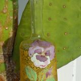 LEGRAS carafe, enamelled with pansy flower.