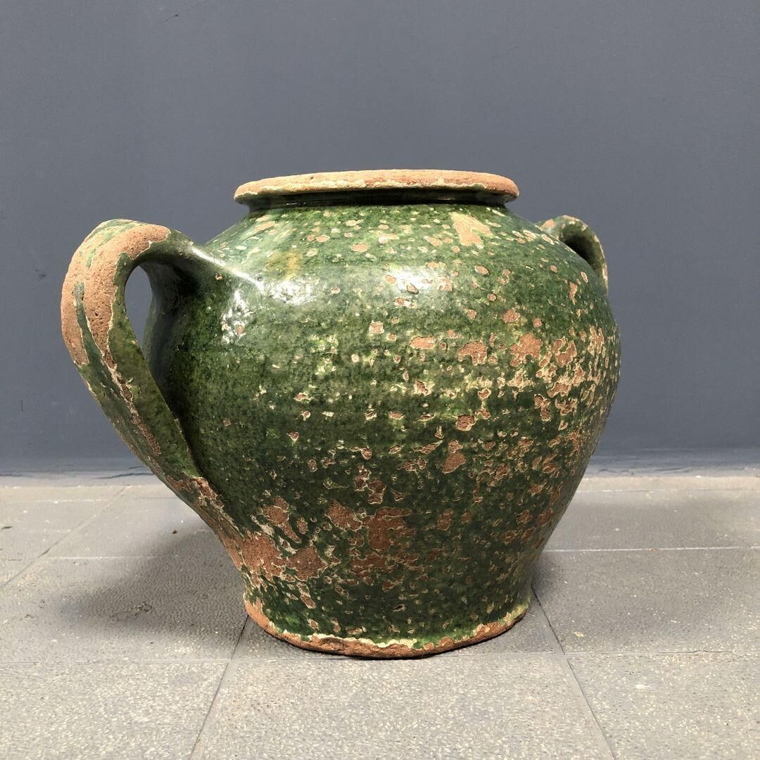 Dark green jug enamelled